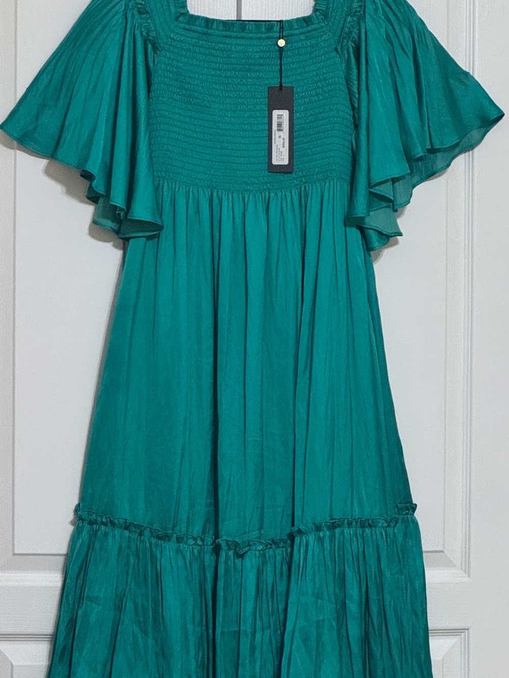 Teal Ruffled Sleeve Dress